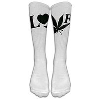 WENTiandi Unisex Knee High Long Socks LOVE Hemp Marijuana Cosplay High Long Stockings
