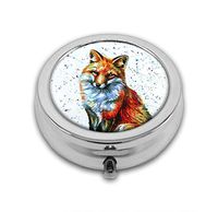 LuxSweet Pill Box,Multicolored Cute Fox Pill Case for Purse Pocket Pill Organizer with 3 Compartments Silver 2.1 Inches Portable Vitamin Medicine Case Holder