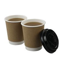 HOMMP 8 Oz Disposable Hot Coffee Paper Cups with Lids and Cup, 100 Count/Box