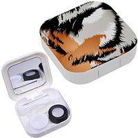 Portable Contact Lens Case Box Travel Kit Mirror + Bottle + Tweezers Container Holder [ Wild Tiger Stripes ]