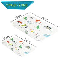 JALPC 2 Pack - Isolation Urine Pad Mat, 5-Layer Washable and Reusable Incontinence Bed Underpads Breathable Deluxe Gauze Cotton Waterproof Sheet Diaper Pad Colorful Dinosaurs Printed