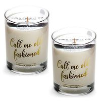 LUNA CANDLE CO. Call Me Old Fashioned, Natural Soy Wax Bourbon Scented Candle with Long Burn Time of 110 Hours, 11 oz Glass Jar (2 Pack)