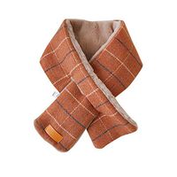 Theoylos Women's Winter Scarf Plaid Fleece Neck Scarf Ladies Warm Faux Fur Scarves Shawl Wraps Orange