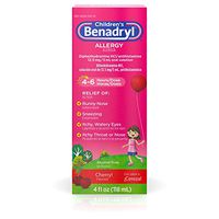 Children's Benadryl Allergy Liquid Medicine with Diphenhydramine HCl, Cherry, 4 fl. oz