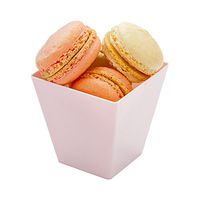 Dessert Tumbler, Dessert Cup, Square Plastic Cup - Powder Pink - 8 oz - Disposable - 100ct Box - Kova - Restaurantware