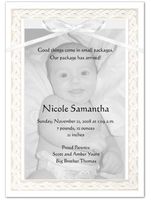 Embossed Woven Border Photo Birth Announcements - Set of 20
