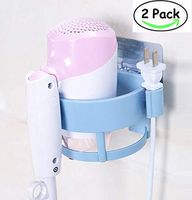 Pack of 2 Self Adhesive Hair Dryer Holder, No Drilling, Bathroom Blower Hanger Rack Organizer