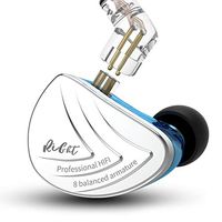 KZ AS16 16 Units Earbuds Balanced Armature Headphones Noise Reduction Extra Bass Sports in Ear Earphone (No Mic, Blue)
