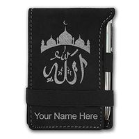 Mini Notepad, Allah 2, Personalized Engraving Included (Black with Silver)