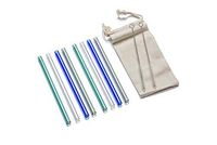 Simplifi It Assorted Color Glass Cocktail Straw Set with Nylon Cleaning Brushes (11 PC.) - SI-SGL6-11A