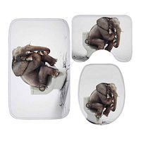 TbpersicwT Home bedroom carpet door mat, 3Pcs/Set Panda Elephant Washable Anti-slip Carpet Bathroom Toilet Floor Mat Rug - Elephant