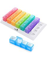 Weekly Pill Organizer 4 Times a Day Large Fullicon Pill Case 7 Day, Daily Pill Box with 28 Compartments, Pill Dispenser Supplement Holder for Pills/Vitamin/Fish Oil