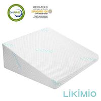 LIKIMIO Bed Wedge Pillow for Sleeping 3" Memory Foam Top Layer Twice as Thick, Larger Size (32" x28" x 8"), with Removable Bamboo Cover for Acid Reflux, GERD, Reading, Rest or Elevation, 8'' Wedge
