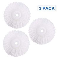 Spin Mop Replacement Head,Microfiber Spin Mop Refills,Easy Cleaning Mop Head Replacement,Round Shape Standard Size(White-3 Pack)