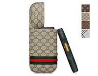 [Cover for IQOS 2.4/2.4 Plus] Electronic Cigarette PU Case Holder Pocket Charger Case Full Protective Case from Impact, Dust, Scratch (Khaki-Octagon)