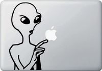 Yadda-Yadda Design Co. Alien - Extraterrestrial - MacBook or Laptop Vinyl Transfer Decal (5" w x 8.5" h)(Black)
