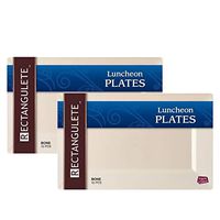 [20 Count - 12 Inch Plates] Rectangulete Designer Tableware Premium Heavyweight Plastic Cone Color Rectangle Luncheon Plates With Border, Party & Wedding, Event Plate, Disposable Dishes