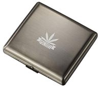 Personalized Visol Antique Silver Double Sided Cigarette Case with Free Leaf Design Laser Engraving (Leaf 3)
