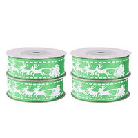 NUOBESTY Christmas Ribbons, Wrapping Syrip Durable Side Xmas Elk Deer Pattern Gift Wrapping Ribbon Christmas Ribbon Reel for Craft Projects, DIY, Decoration, Gift Wrap - Pack of 4Pcs, Green