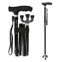 KingGear Travel Adjustable Folding Canes and Walking Sticks for Men and Women - Led Light and Easy Grip Handle for Arthritis Seniors Disabled and Elderly - Best Mobility Aids Cane (Black)
