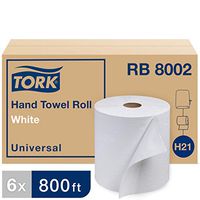 Tork Universal Hand Towel Roll H21, Large Disposable Paper Towels RB8002, 100% Recycled, Basic Quality, 1-Ply, White - 6 Rolls x 800 ft