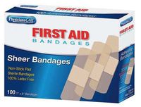Adhesive Bandage, Sheer, Plastic, 1 in.