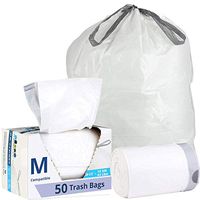 Plasticplace Custom Fit Trash Bags │ Simplehuman Code M Compatible (50 Count) │ White Drawstring Garbage Liners 12 Gallon / 45 Liter │ 21.5" x 30.75"