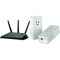 NETGEAR Nighthawk AC1900 Dual Band Wi-Fi Gigabit Router (R7000) and NETGEAR Powerline 1200 + Extra Outlet (PLP1200-100PAS)