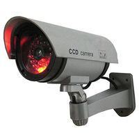SABRE Dummy Security Camera - Realistic Bullet CCD Design with Blinking LED Light, For Outdoor or Indoor Use, Ideal for Commercial Business Security or Residential, Easy to Install - Silver
