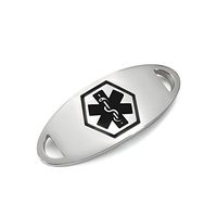 BAIYI Stainless Steel Black Caduceus Medical Alert ID Tag for Custom Bracelet Free Engraving