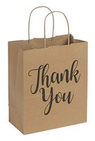 Medium Kraft Thank You Paper Shopping Bags - 8”L x 4¾”D x 10¼”H - Case of 100