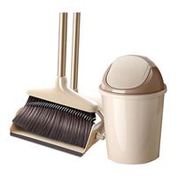 Magic Broom Advanced Plastic Dustpan Set Household Cleaning Tool 3 Layer PE Brush Head (Beige) (Size : A+trash can)