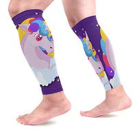 LEVEIS Purple Unicorn Calf Compression Sleeves 1 Pair, Leg Performance Support for Shin Splint Calf Pain Relief Men & Women Guards Sleeves for Running Cycling