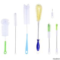 Multipurpose Cleaning Brush Kit - Set of 7 Brushes for Cleaning Drinking Bottles / Cups, Caps, Straws, Nipples, Wine Decanters / Glasses, Coffee / Tea Pots, Water Reservoirs, etc.