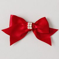 Homeford Pre-Tied Satin Bows with Rhinestone (Large, Red)
