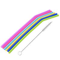 Trenton 6Pcs Reusable Silicone Straws with Cleaning Brush Random Color