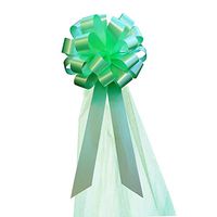 Mint Spring Green Wedding Pull Bows with Tulle Tails - 8" Wide, Set of 6