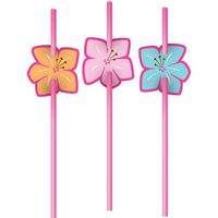 Pink Luau Fun Decorative Straws 6 Pack