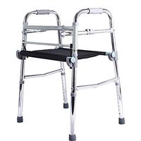 XHRHao Foldable Walker 8 Adjustable Height Levels(76-93.5cm) Made of Aluminum Alloy Rollator Lightweight with Chair Fuction Portable Walk Assist for Elderly Silver (Color : Silver)