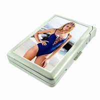 Beach Babes Pin Up Girls D7 Cigarette Case Lighter Smoking King Size Cigarettes Silver Metal Wallet 4" X 2.75" RFID Protection