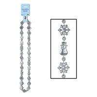 Club Pack of 12 Winter Wonderland Themed Silver Snowflake Beaded Necklaces 36"