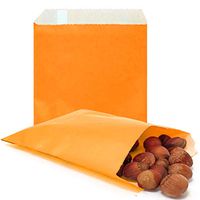 AZOWA 100 CT Small Paper Treat Sacks Orange 5 x 7 in Candy Buffet Bags for Party
