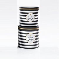 BBC Vintage Cylindrical Gift Packaging Flower Paper Box With Lid Set/2 sizes (Striped)