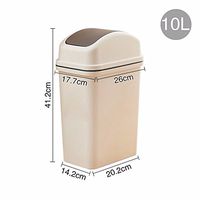 WAWZJ Rubbish Bin Swing Toilet Toilet Garbage Bin Household Kitchen Rectangular Flip Trash Can,10L,Beige