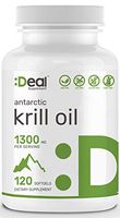 Deal Supplement Antarctic Krill Oil, Rich in Omega-3s EPA, DHA and Astaxanthin,1300mg Per Serving, 120 Softgels, Non-GMO, Made in USA (1)