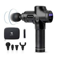 Massage Gun 20 Adjustable Speed Muscle Massager Deep Tissue Percussion Handheld Electric Body Massager Sports Drill Quiet Brushless Motor, 4 Head,LED Touch Screen, Waterproof Carrying Case（Black）