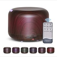 GMFYC 300ml Full Deep Wood Grain Aromatherapy Machine LED Colorful Humidifier Aromatherapy Lamp, Ultrasonic Aromatherapy Oil Humidifier Vaporizer, Timer and Auto-Off Safety Switch, 7 LED Light Colors