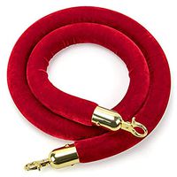 Goplus Red Velvet Stanchion Rope, 5Ft 1.5" Thick Stanchion Queue Barrier Rope Velvet Rope, Crowd Control Rope Barrier with Mirror Polished Hooks for Ball Top Stanchions (1 Piece, Gold Hooks)