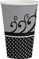 Creative Converting 8 Count Chic Wedding Cake Hot/Cold Cups, 12 oz, Gray/Yellow