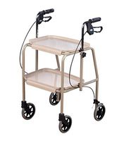 Homecraft Deluxe Walker Trolley, Mobility Aid with Built in Trays for Carrying Personal Items, Sturdy Walking Device with Hand Brakes to Control and Support, Shelves Have High Edges to Keep Objects On